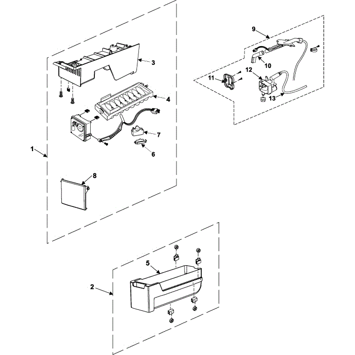 Ice Maker Diagram and Parts List for RB195BSSB XAA-00 Samsung Refrigerator
