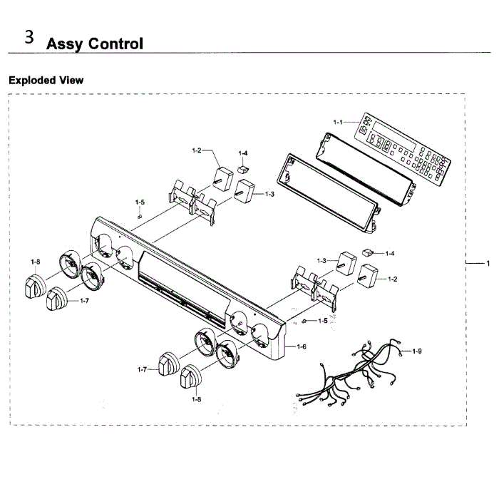 Control Diagram and Parts List for NE58K9500SG AA-00 Samsung Range
