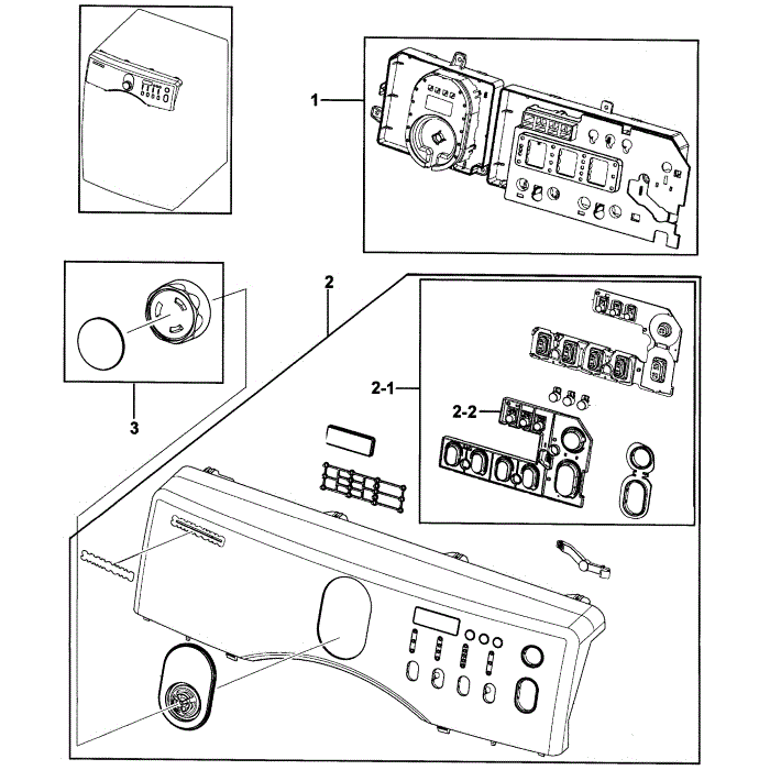 Control Panel Diagram and Parts List for DV219AEW XAA-00 Samsung Dryer