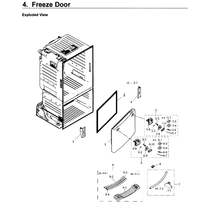 Freezer Door Diagram and Parts List for RF26J7500SR AA-01 Samsung Refrigerator