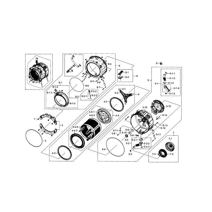Tub And Drum Diagram and Parts List for WF448AAP XAA-07 Samsung Washer