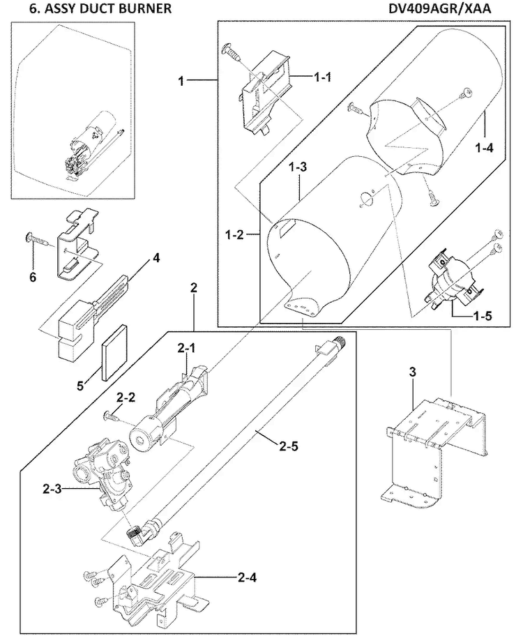 Heater Assy Diagram and Parts List for DV409AGW XAA-0000 Samsung Dryer