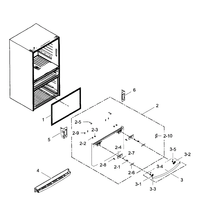 Freezer Door Diagram and Parts List for RF28HMEDBSR AA-10 Samsung Refrigerator