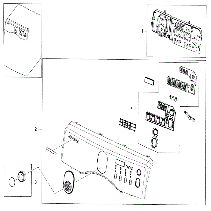 Control Panel Diagram and Parts List for DV209AEW XAA-00 Samsung Dryer