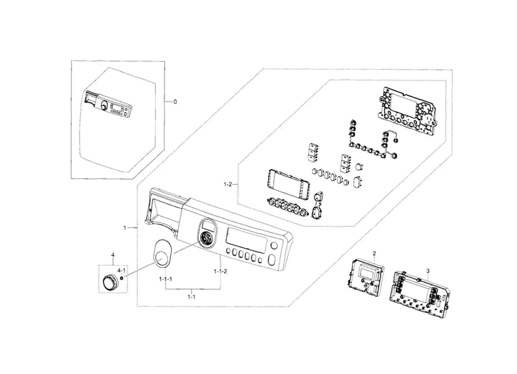 Control Panel Diagram and Parts List for WF448AAP XAA-0005 Samsung Washer