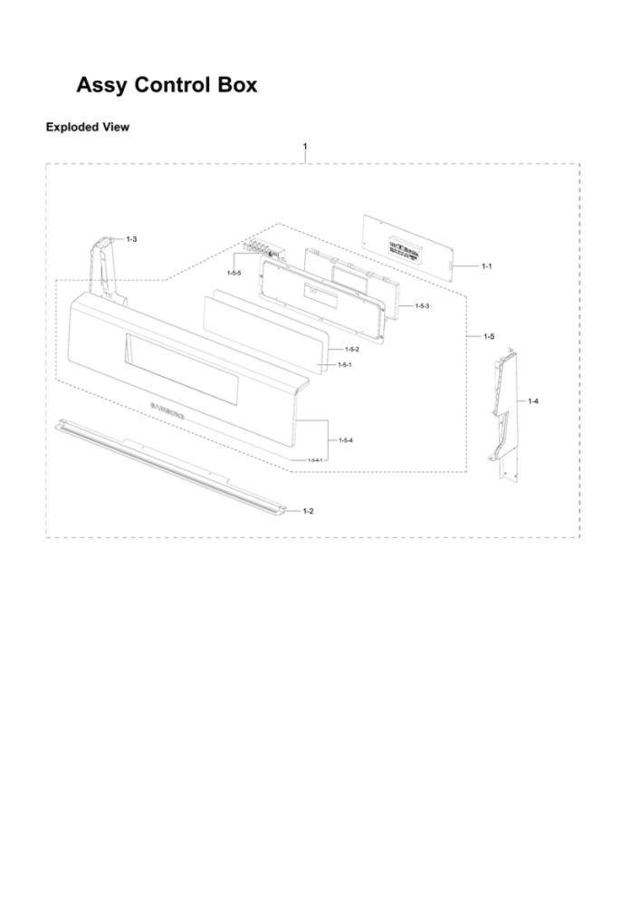 Control Box Assembly Diagram and Parts List for NX58R4311SG AA-01 Samsung Range