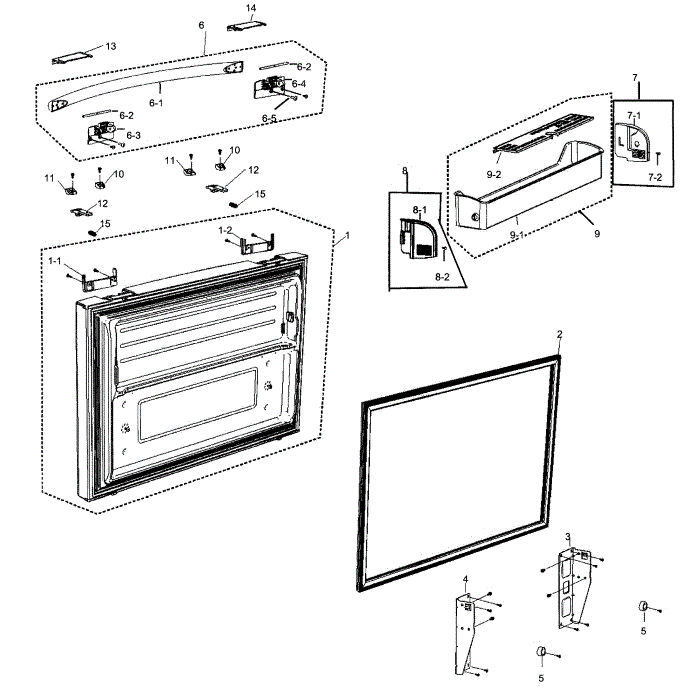 Freezer Door Diagram and Parts List for RF266AEBP XAA-00 Samsung Refrigerator