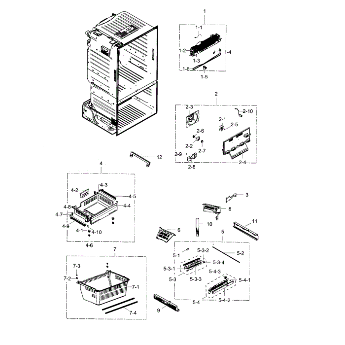 Freezer Diagram and Parts List for RF28HFEDBBC (AA)(0003) Samsung Refrigerator