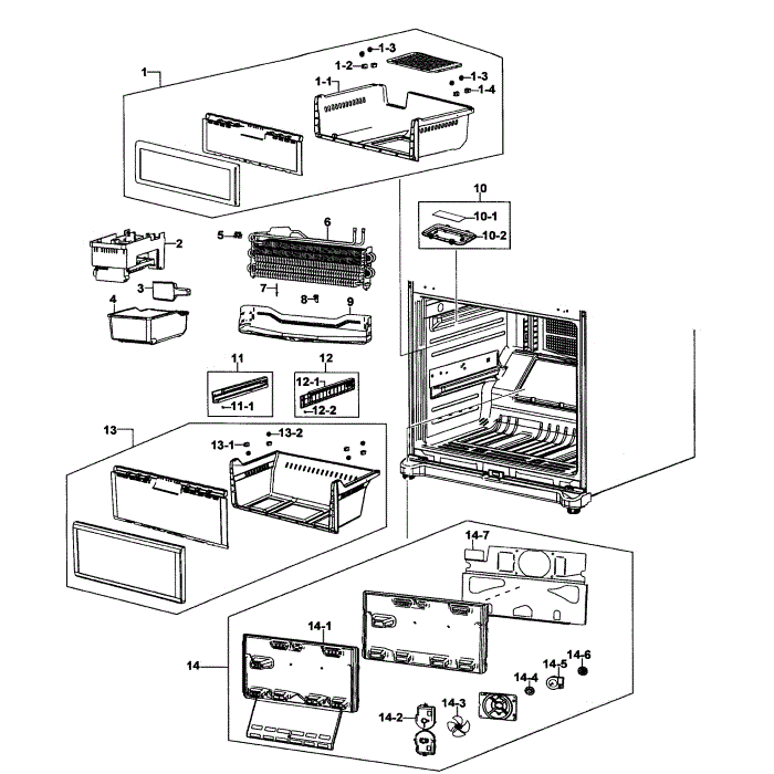 Freezer Assembly Diagram and Parts List for RB215ACPN XAA-00 Samsung Refrigerator