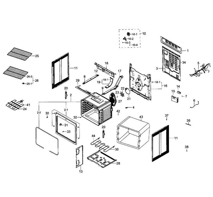 Main Section Diagram and Parts List for NE59J7650WS AA-0002 Samsung Range