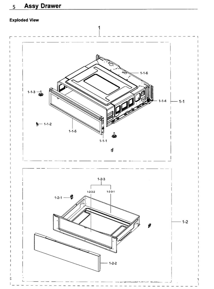 Drawer Diagram and Parts List for NE59K3310SW AA-0000 Samsung Range