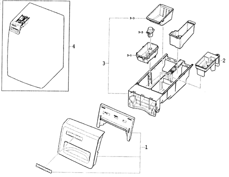 Drawer 1 Diagram and Parts List for WF350ANR XAA-0000 Samsung Washer