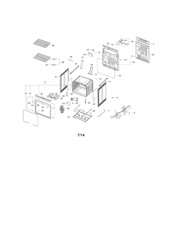 Cavity Assy Diagram and Parts List for NE595R0ABSR AA-0000 Samsung Range