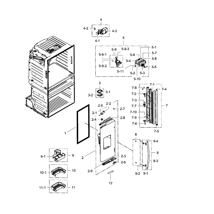 Refrigerator Door L Diagram and Parts List for RF4287HABP XAA-00 Samsung Refrigerator