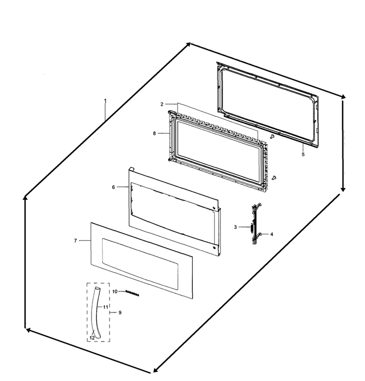 Door Assy Diagram and Parts List for SMH1926B XAA-0000 Samsung Microwave