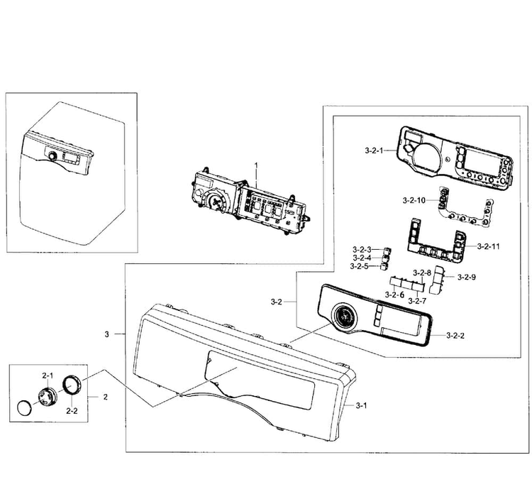 Control Panel Diagram and Parts List for DV361EWBEWR A3-0001 Samsung Dryer