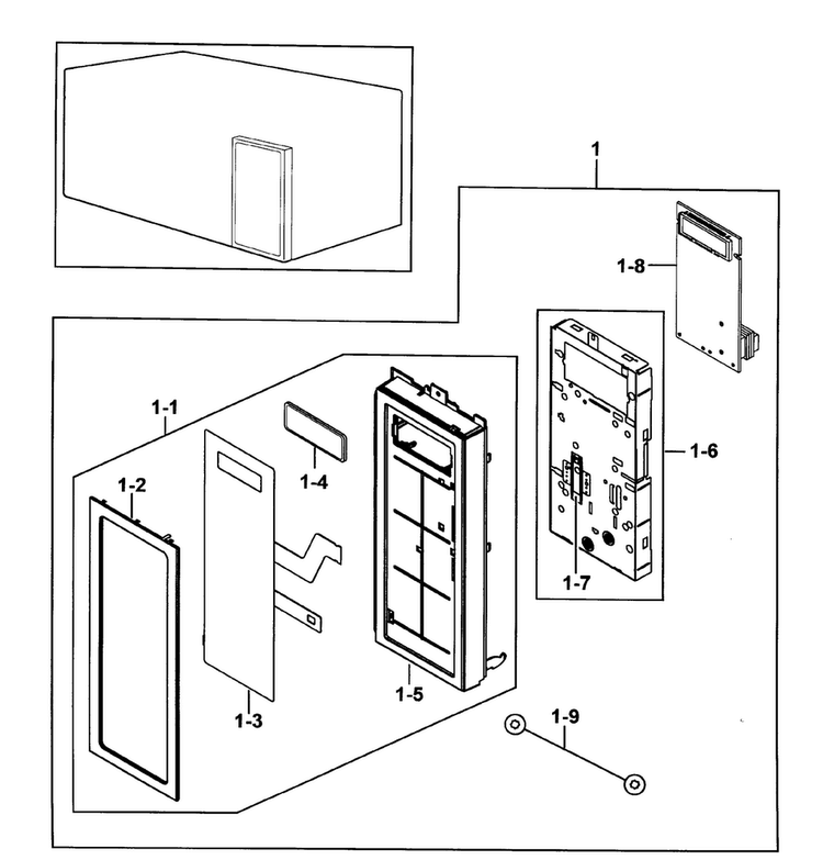 Control Assy Diagram and Parts List for SMH7185STG XAA Samsung Microwave