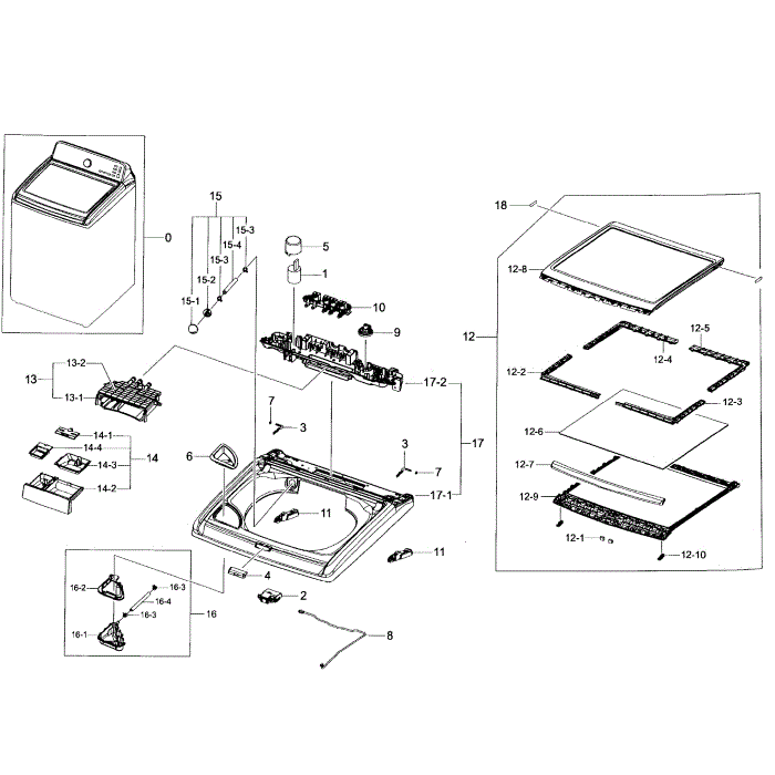 Cover-Top Diagram and Parts List for WA45H7200AP A2-03 Samsung Washer