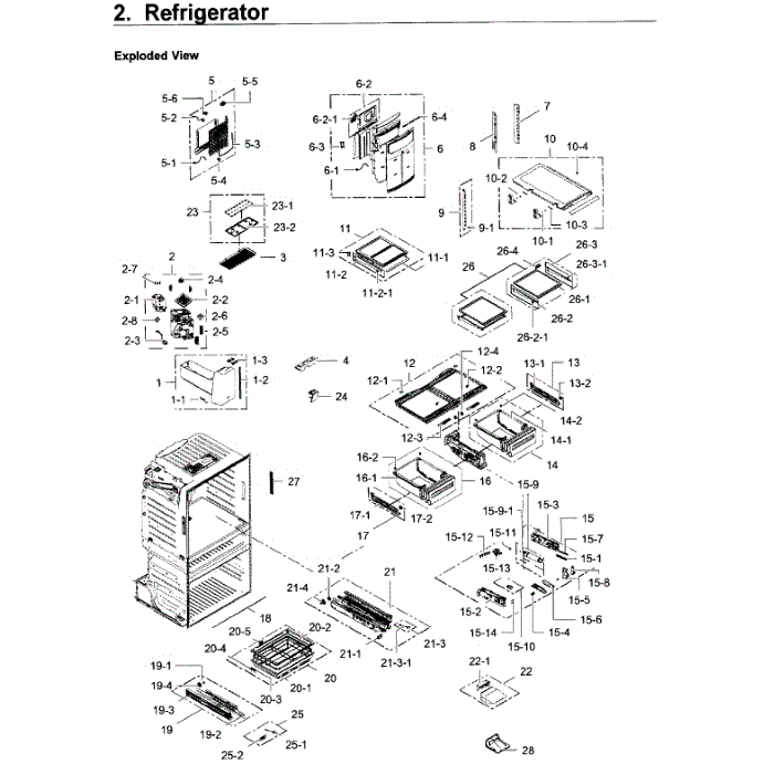 Refrigerator Diagram and Parts List for RF28JBEDBSG AA-05 Samsung Refrigerator