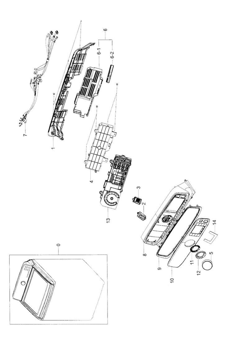 Control Panel Diagram and Parts List for WA52J8700AP A2-0000 Samsung Washer