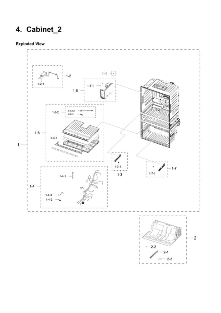 Cabinet 2 Diagram and Parts List for RF28HMEDBSR AA-19 Samsung Refrigerator