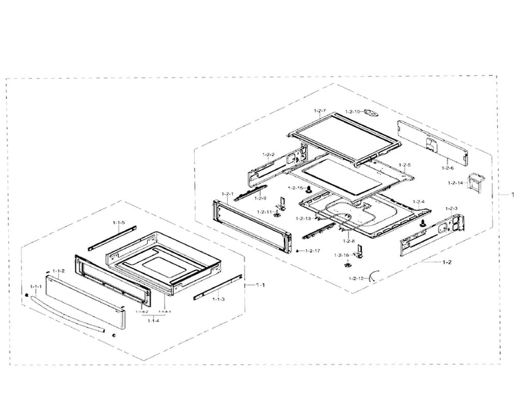 Drawer Diagram and Parts List for NE59J7850WG AA-0000 Samsung Range