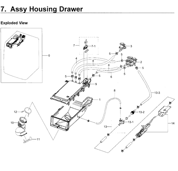 Housing-drawer Diagram and Parts List for WF419AAW XAA-0002 Samsung Washer