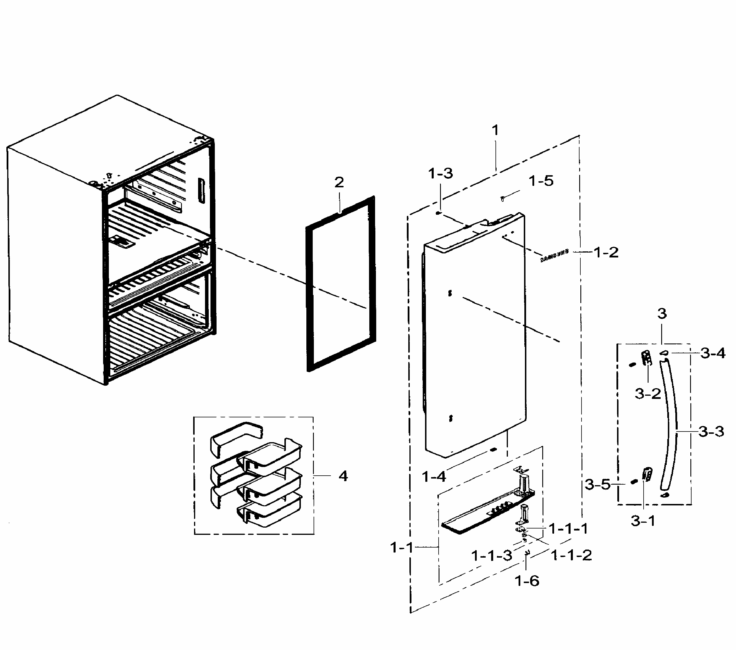 Right Door Diagram and Parts List for RF31FMEDBWW AA-0005 Samsung Refrigerator