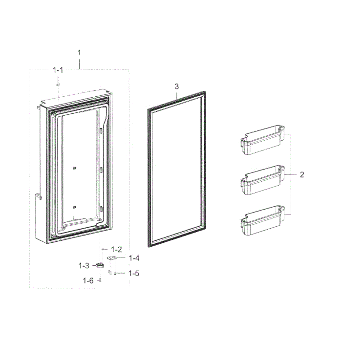 Freezer Door L Diagram and Parts List for RF23J9011SG AA-04 Samsung Refrigerator