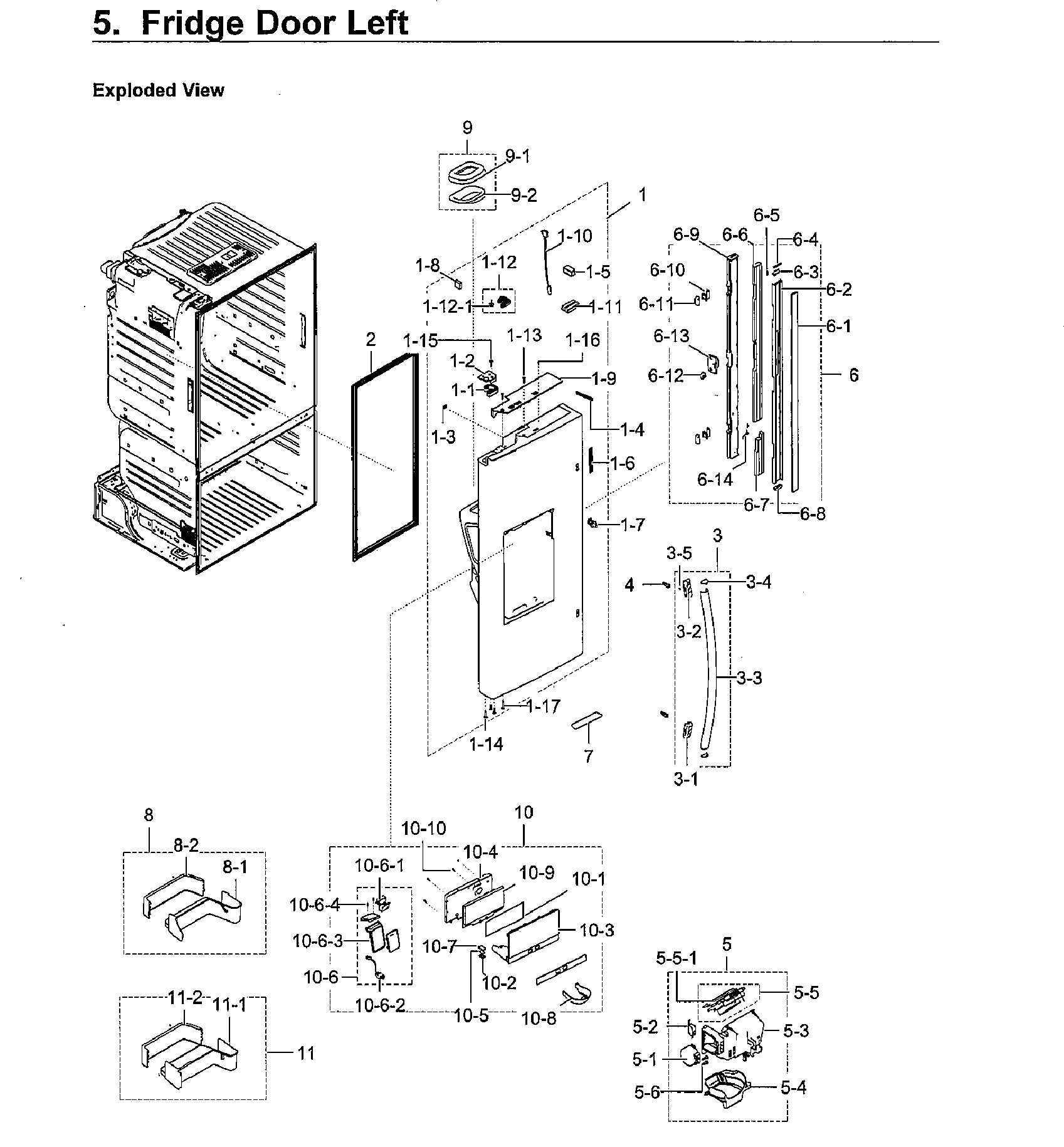Fridge Door Lt Diagram and Parts List for RF23HCEDBWW AA-0012 Samsung Refrigerator
