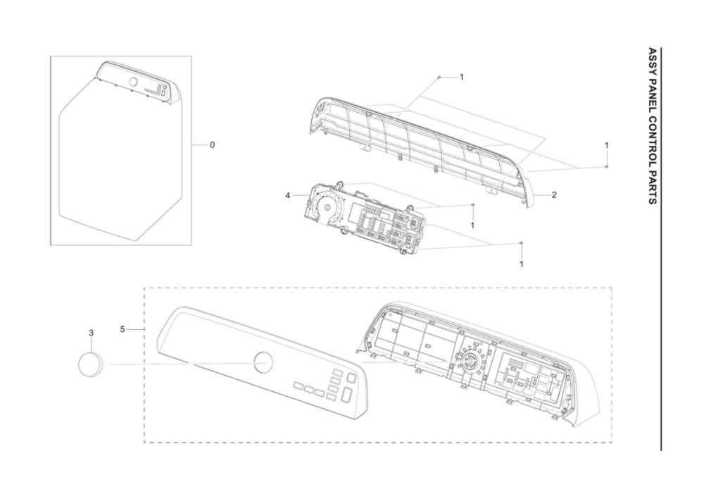 Control Panel Assembly Diagram and Parts List for DVE45T3400P A3-00 Samsung Dryer
