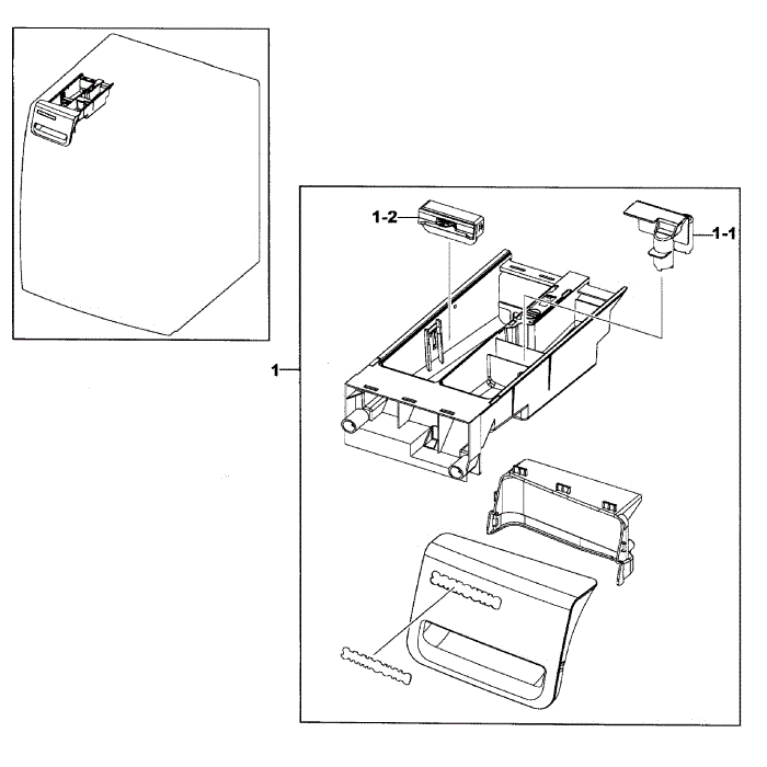 Drawer Assembly Diagram and Parts List for WF206BNW XAA-00 Samsung Washer