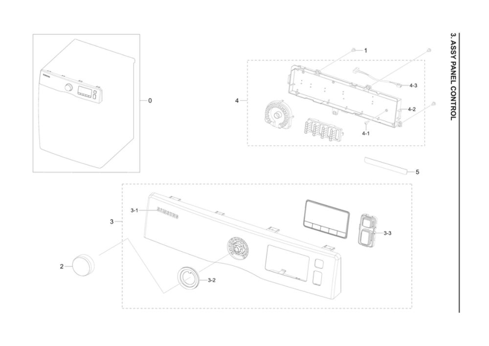 Control Panel Assembly Diagram and Parts List for DV22K6800EW A1-11 Samsung Dryer