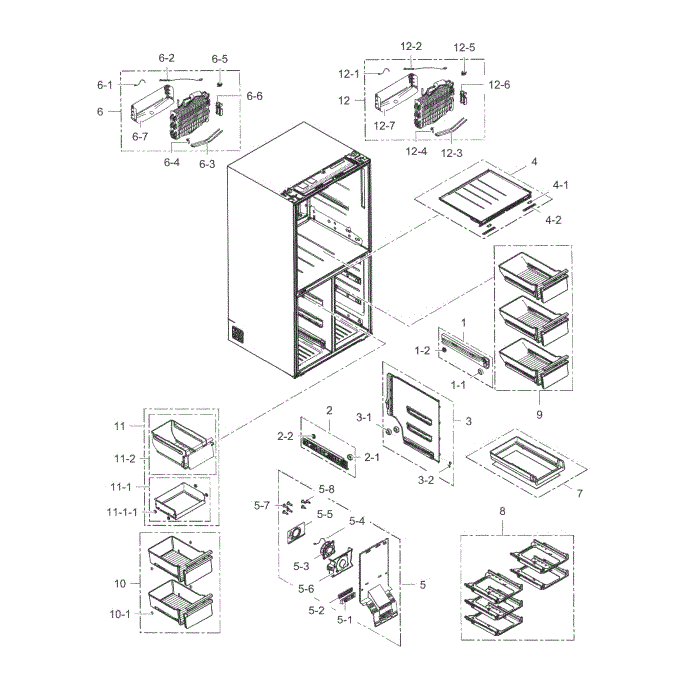 Freezer Diagram and Parts List for RF34H9950S4 (AA)(0002) Samsung Refrigerator