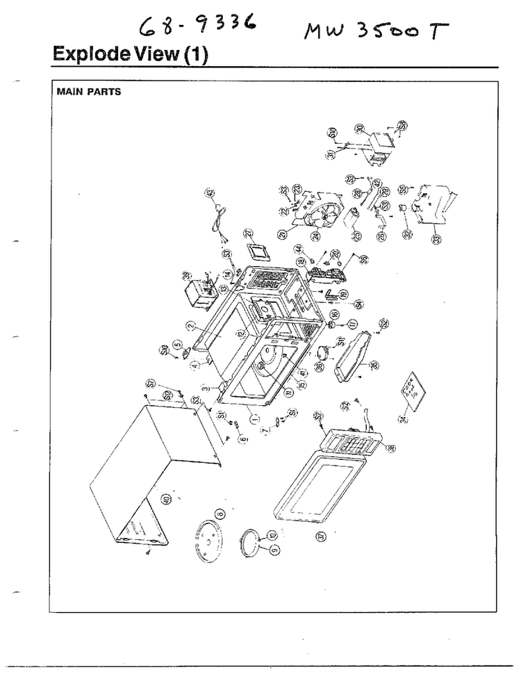 Parts List - Exploded View Diagram and Parts List for MW3500T XAA Samsung Microwave