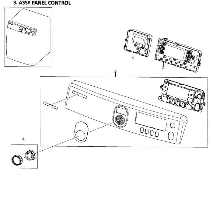 Control Panel Diagram and Parts List for DV448AEP XAA-01 Samsung Dryer