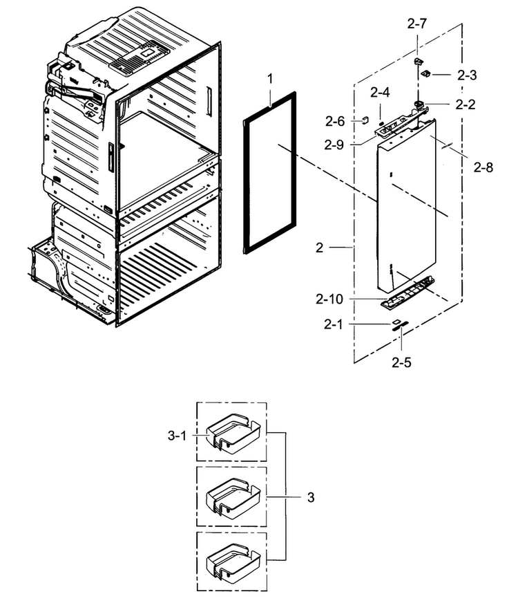 Refrigerator Door R Diagram and Parts List for RF4287HABP XAA-0004 Samsung Refrigerator