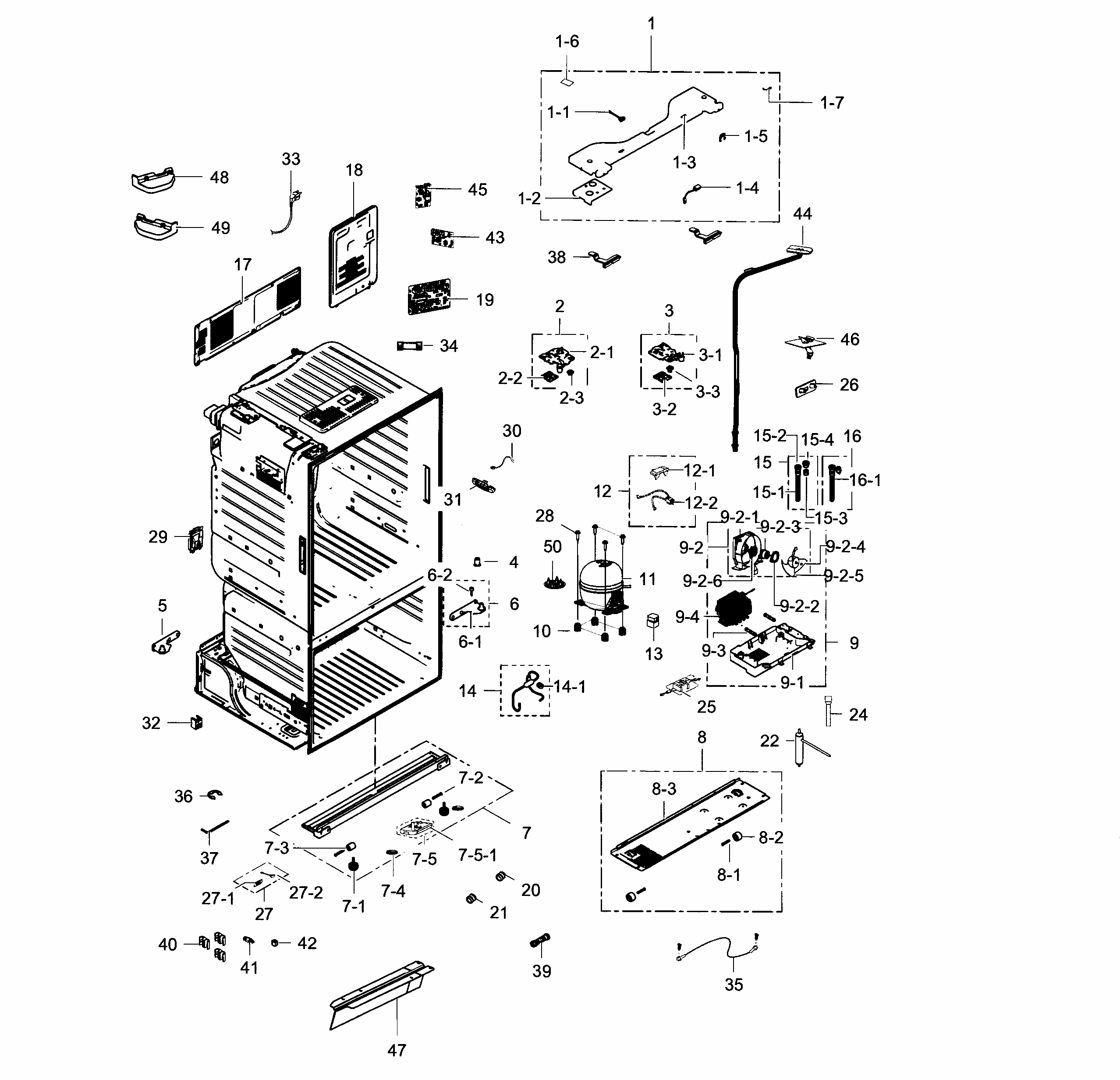 Cabinet Diagram and Parts List for RF23HCEDBWW AA-0006 Samsung Refrigerator