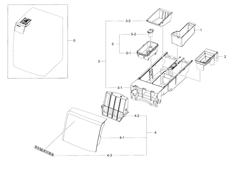 Drawer Diagram and Parts List for WF393BTPARA A2-0000 Samsung Washer