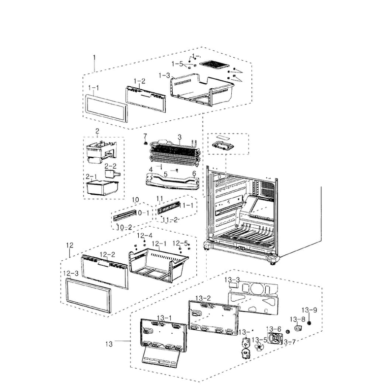 Freezer Diagram and Parts List for RB195ACPN XAA-0001 Samsung Refrigerator
