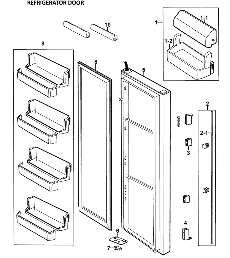 Right Door Diagram and Parts List for RS267LABP XAA-0000 Samsung Refrigerator