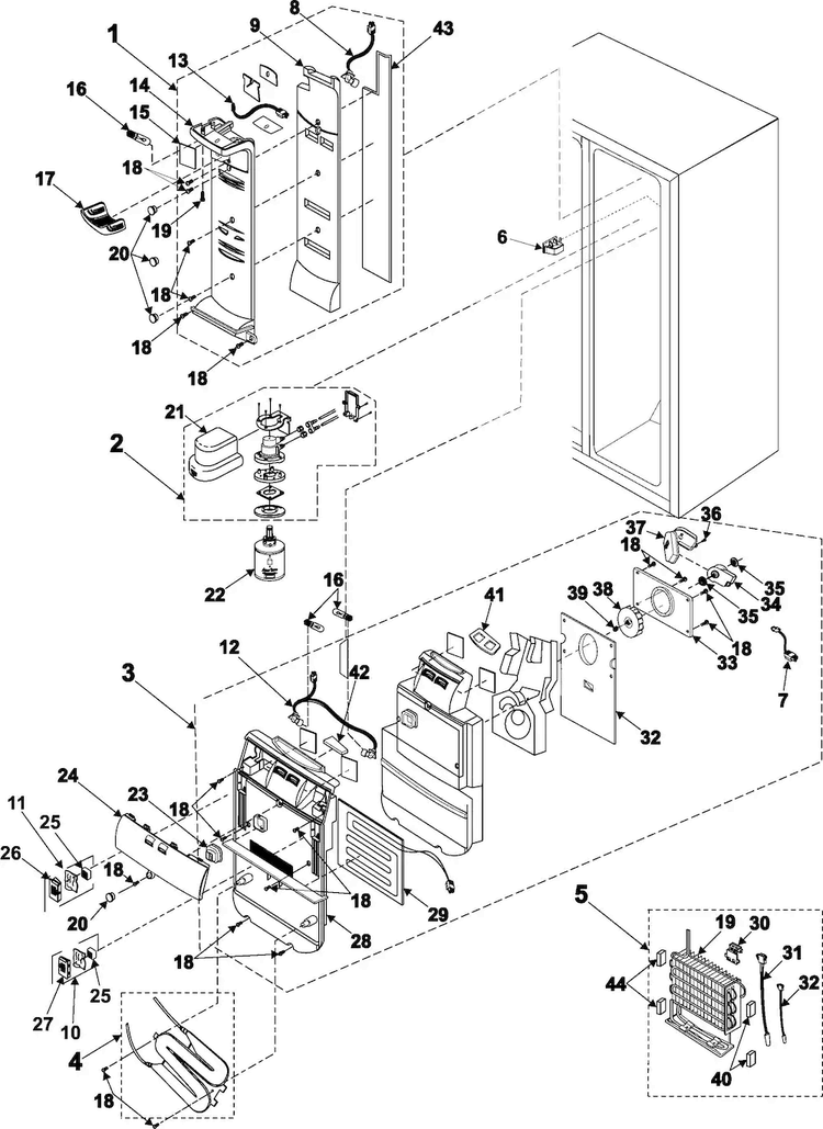 Refrigerator Compartment Diagram and Parts List for RS2545SH XAA Samsung Refrigerator