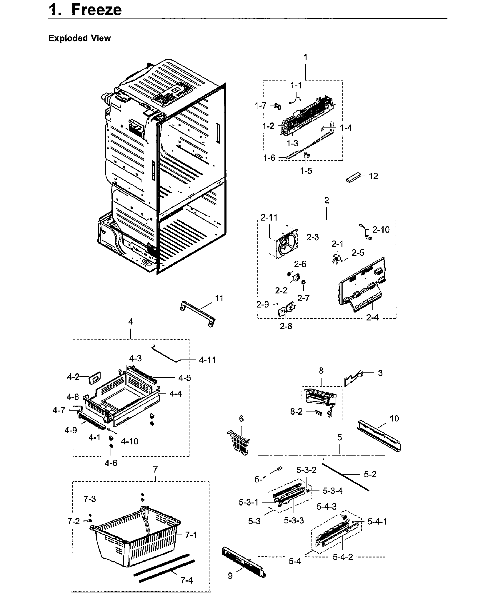 Freezer Diagram and Parts List for RF23HCEDBWW AA-0008 Samsung Refrigerator