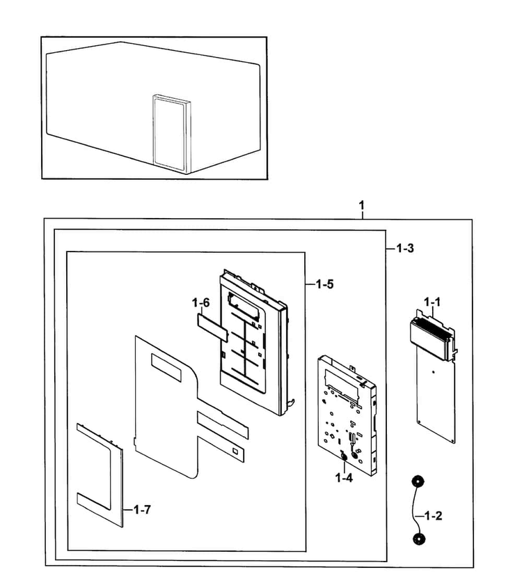 Control Panel Diagram and Parts List for SMH8165STE XAA-0001 Samsung Microwave