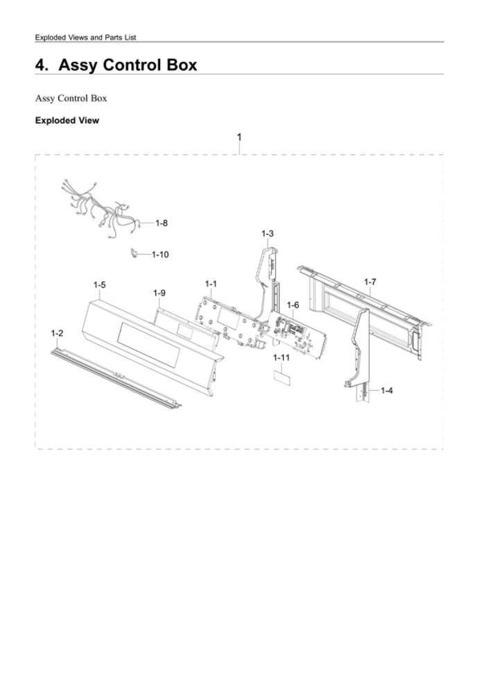 Control Box Assembly Diagram and Parts List for NX60A6711SS AA-00 Samsung Range