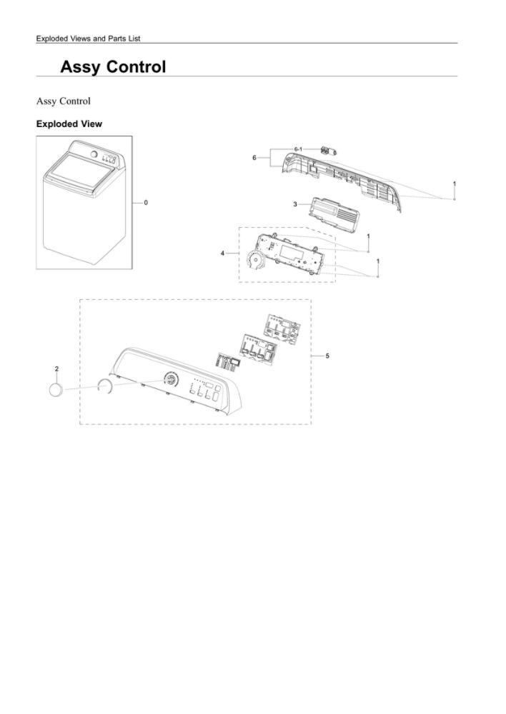 Control Assembly Diagram and Parts List for WA44A3205AW A4-00 Samsung Washer