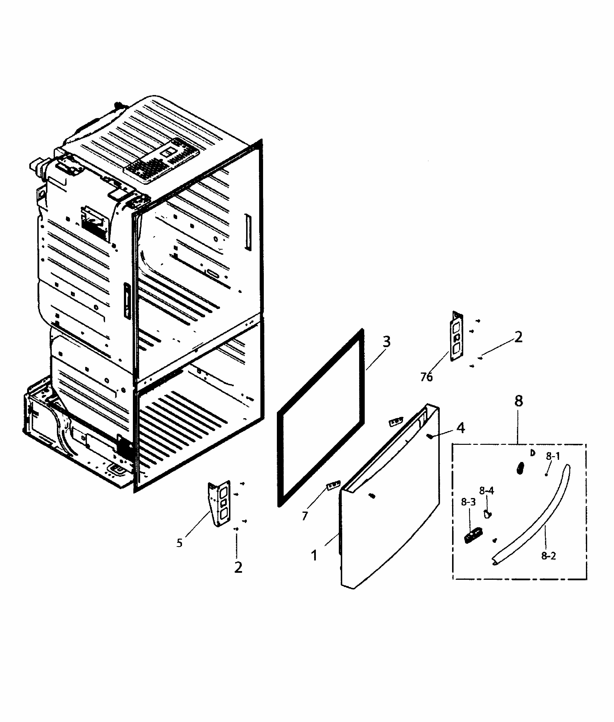 Freezer Door Diagram and Parts List for RF220NCTASP AA-0001 Samsung Refrigerator