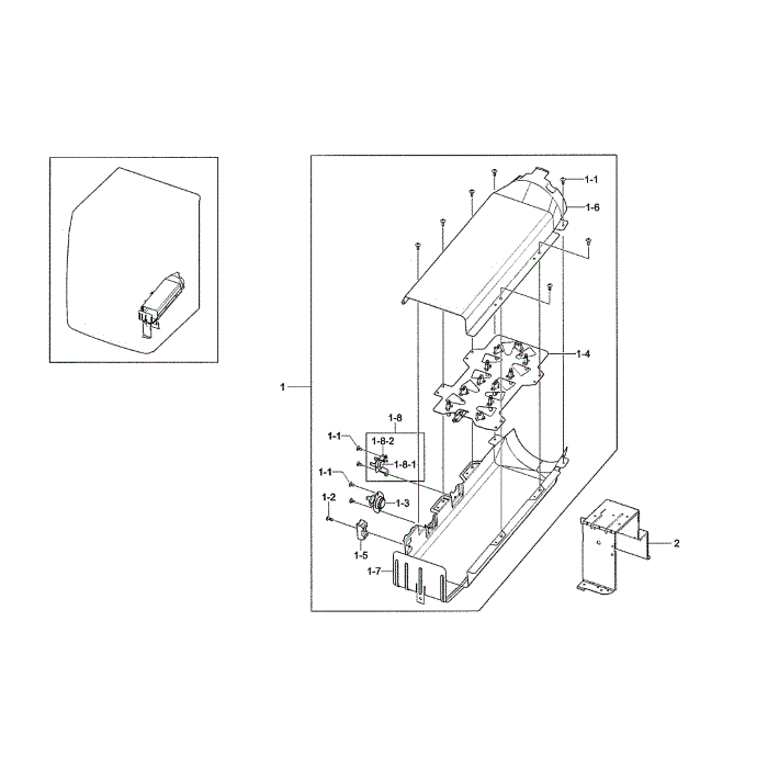 Heater Duct Diagram and Parts List for DV501AEW XAA-00 Samsung Dryer