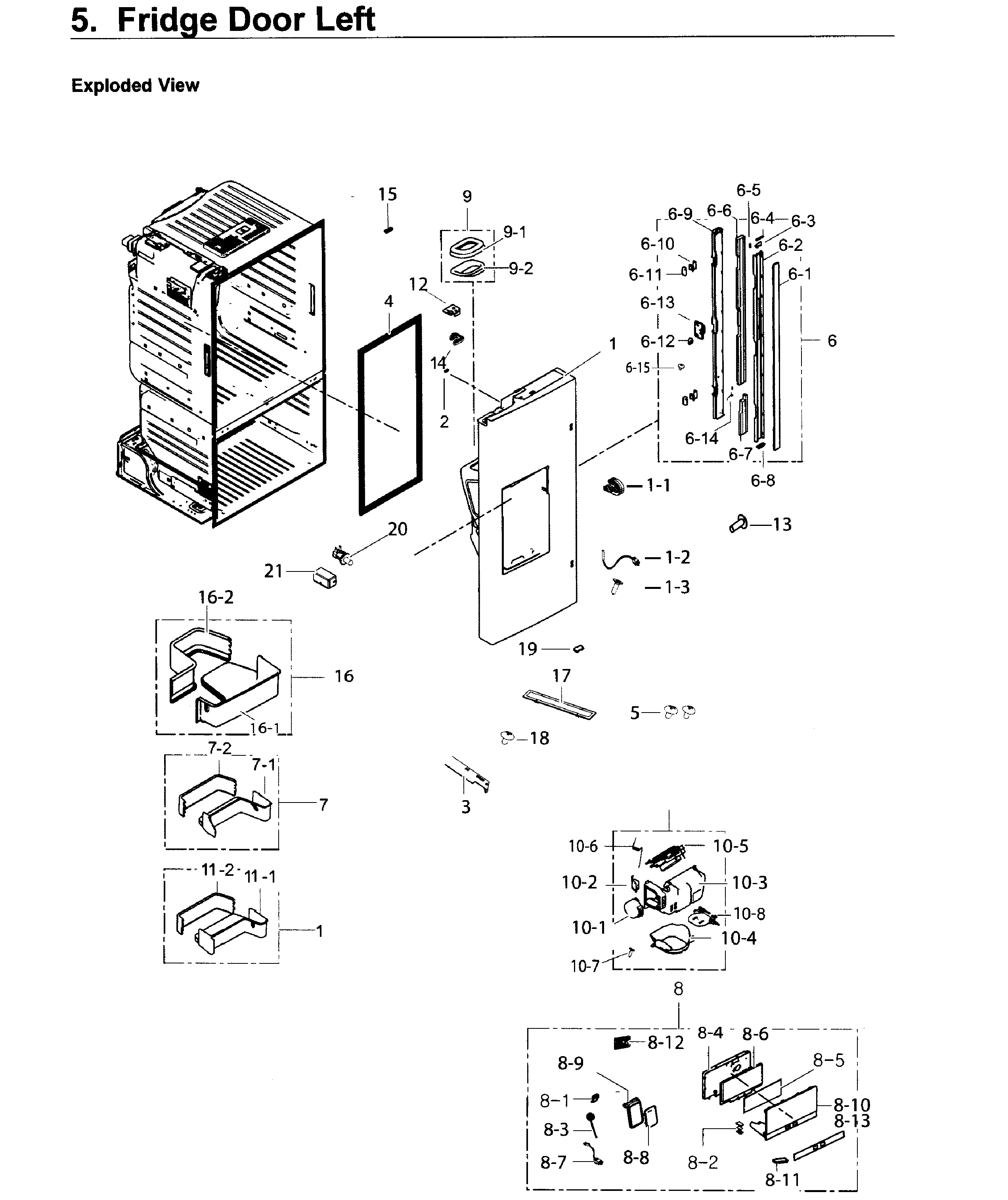 Fridge Door L Diagram and Parts List for RF26J7500WW AA-0000 Samsung Refrigerator