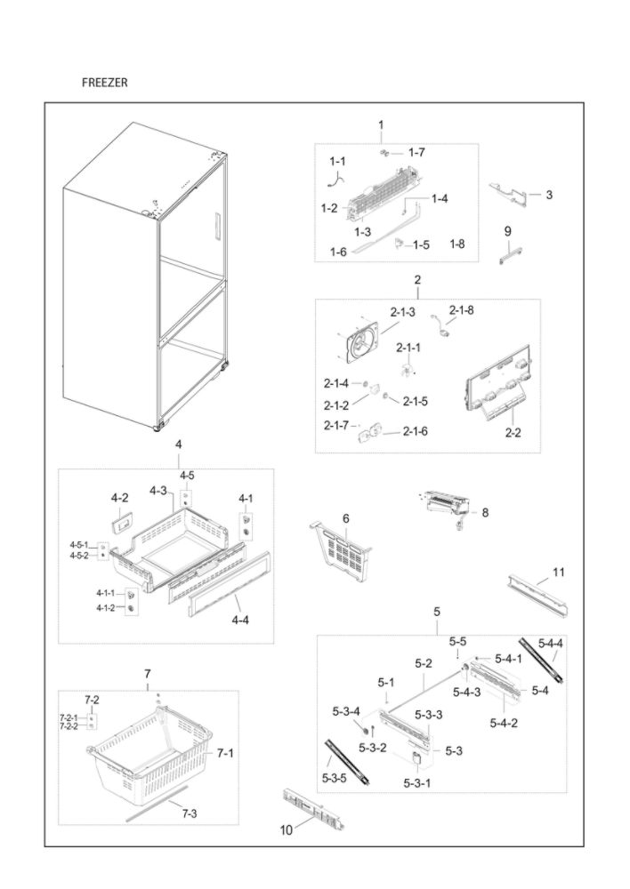 Freezer Diagram and Parts List for RF23HCEDBSG AA-01 Samsung Refrigerator